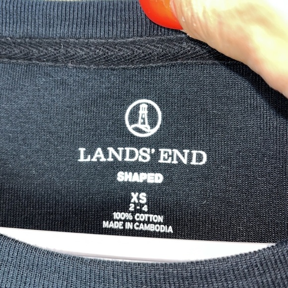 Land's End shaped crew neck long sleeve popover tee Sz XS - Picture 8 of 10